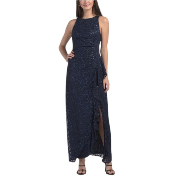 ALEX EVENINGS Petite Cascade Ruffle Long Dress